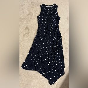 Banana Republic - Asymmetrical Dress - Navy with White Polkadots